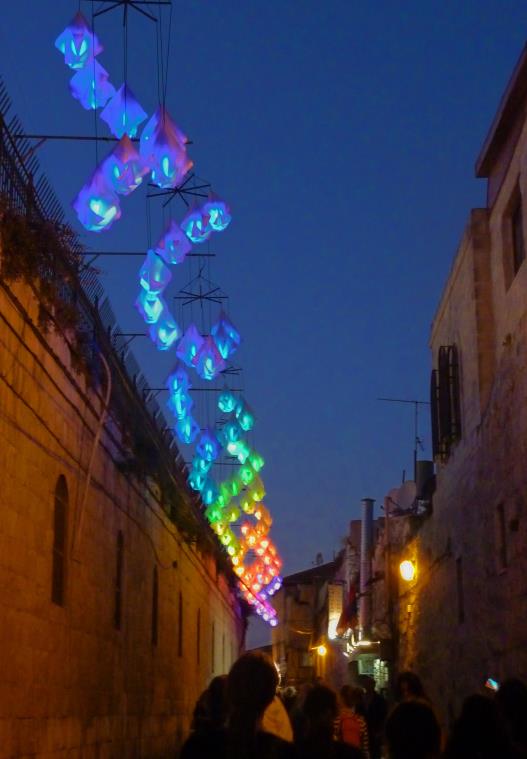 large scale lighting interactive installation wonderful beautiful light art origami handcrafted suspended temporary artwork  