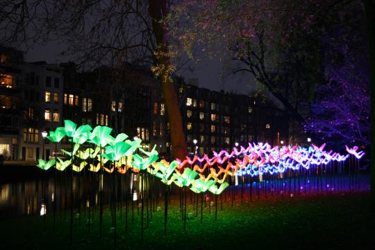 large scale lighting installation wonderful beautiful light art origami butteries flowers