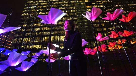 large scale lighting installation wonderful beautiful light art origami butteries flowers #Interactive #Installation, #PublicArt, #LightArt, #Light , #interaction, #design, #Lumiere, #ArtePubblica #Public #Art