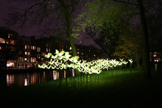 large scale lighting installation wonderful beautiful light art origami butteries flowers